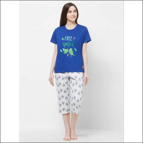 Evolove Cotton Women's Pajama T-Shirt Sets - Size M, L, XL, XXL | Short Sleeves, Printed Design for Summer, Rainy and Spring Nights