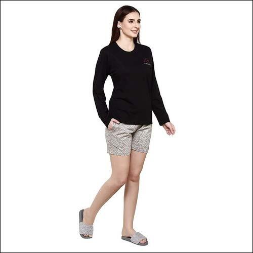 Black Womens Pajama Night Dress Sets