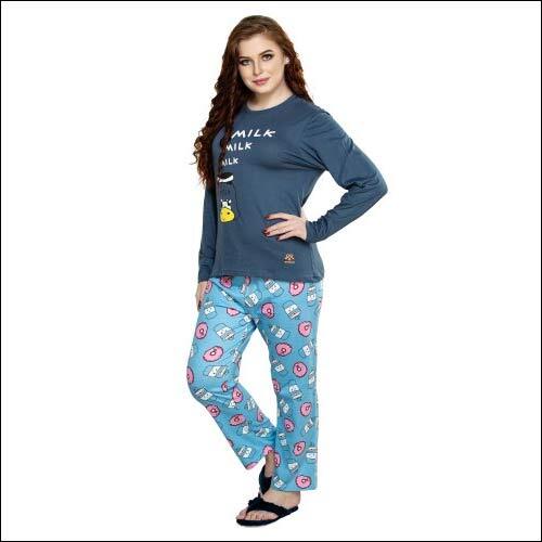Ladies Printed Pajama Sets - Material: Cotton