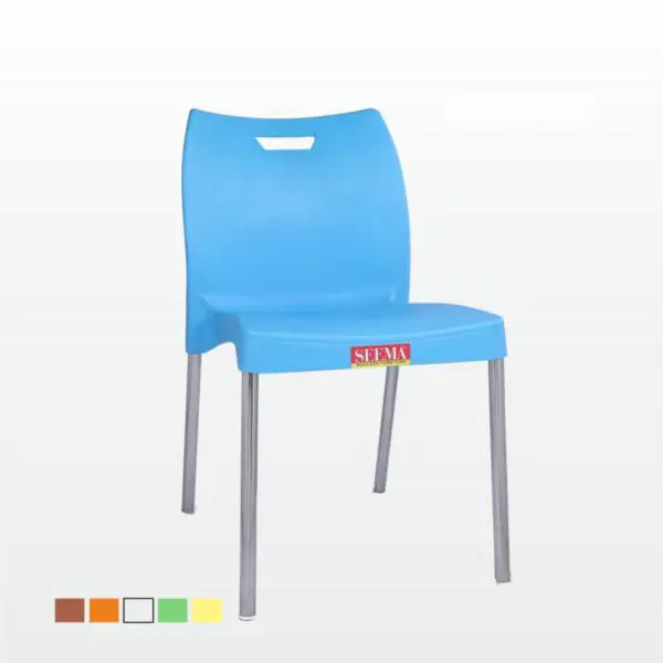 Steel Leg Armless Plastic Chair Pure Virgin Material, Blue Color