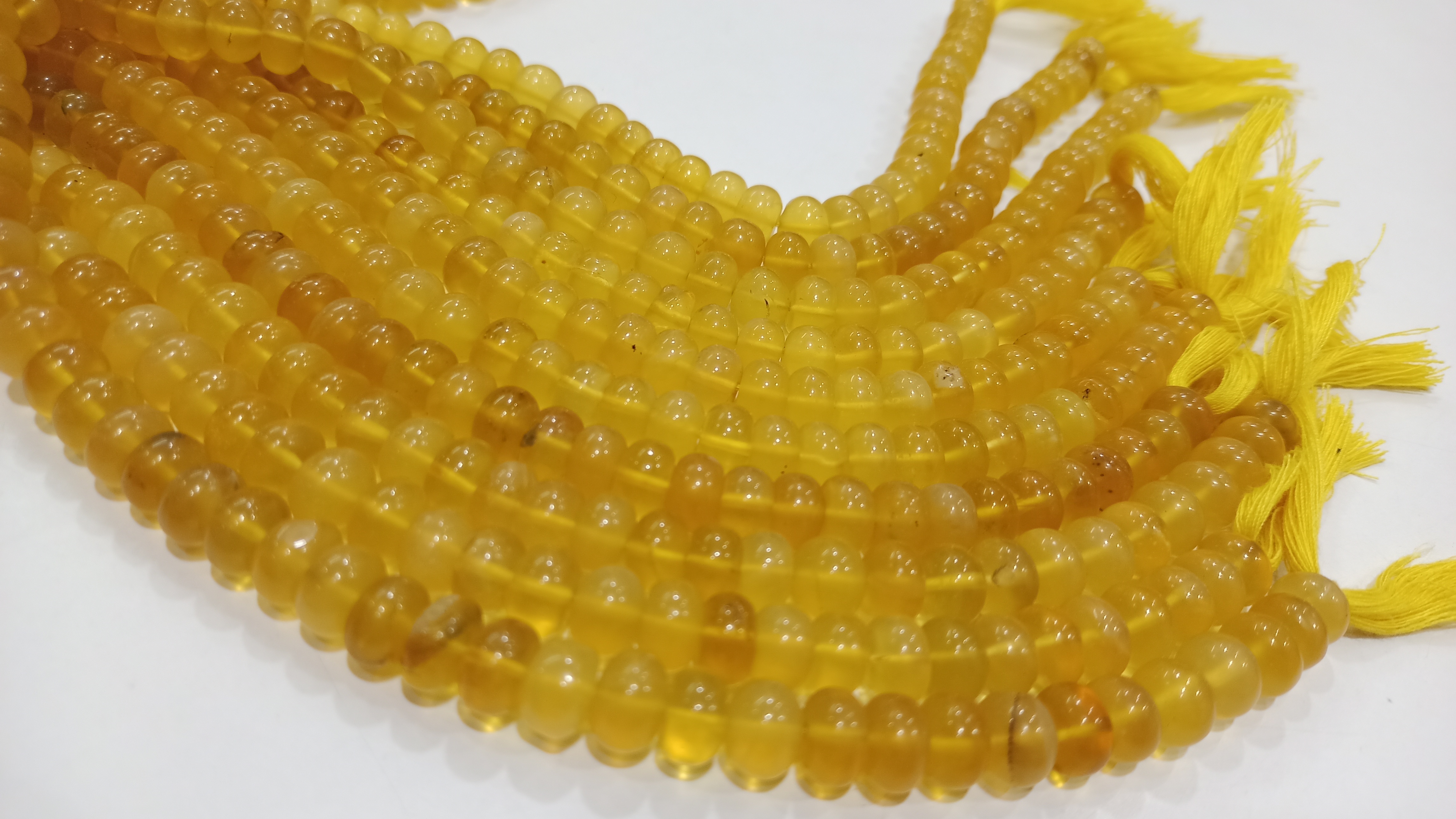 Acrylic 8mm Natural Yellow Opal Rondelle Plain Smooth Beads
