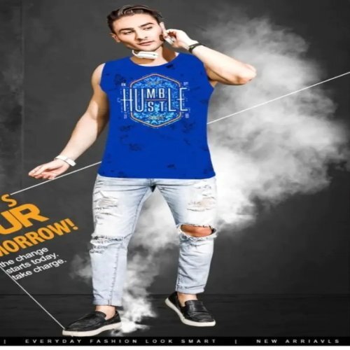 नीला और लाल 2-पीस कॉम्बो पैक सैंडो टी-शर्ट