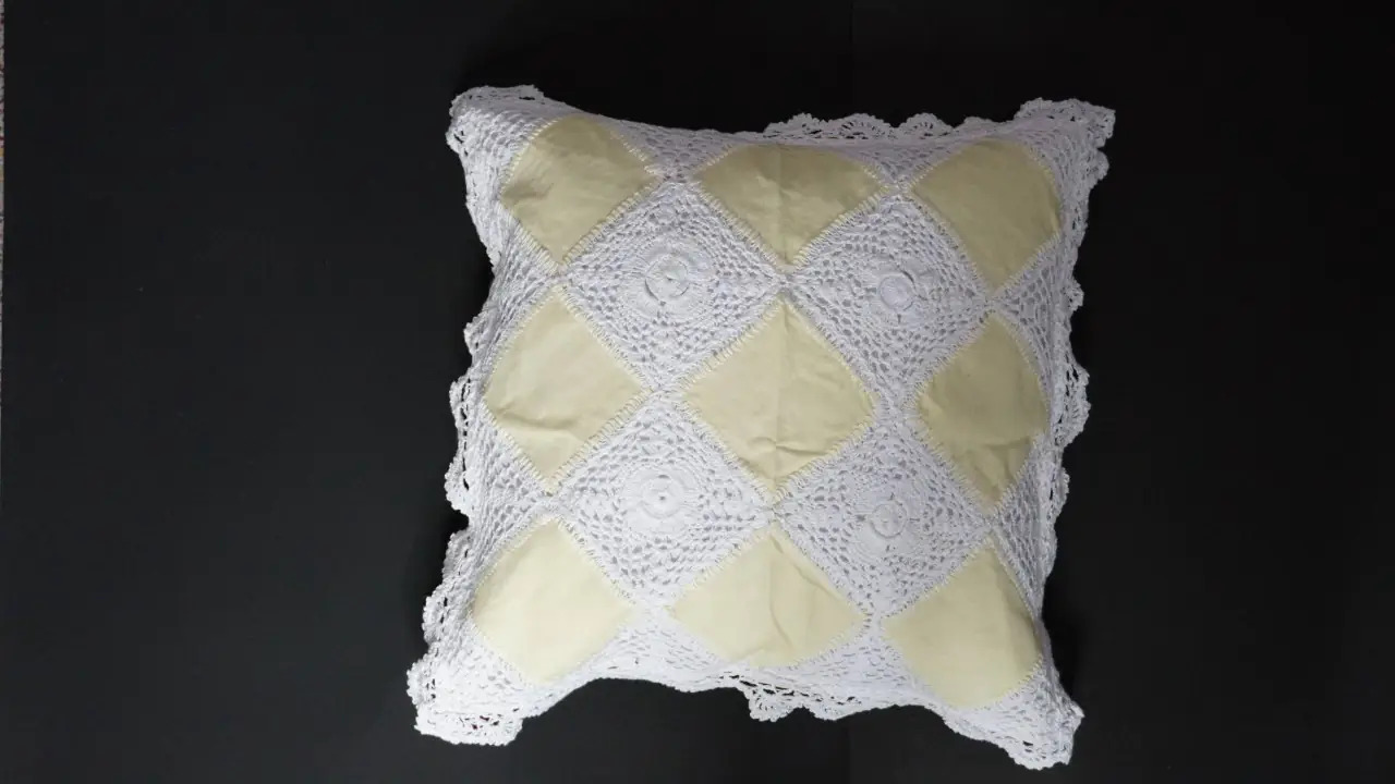 Blue Hand Made Linen Lace Cushion Cover In 3 Different Variants Of Size