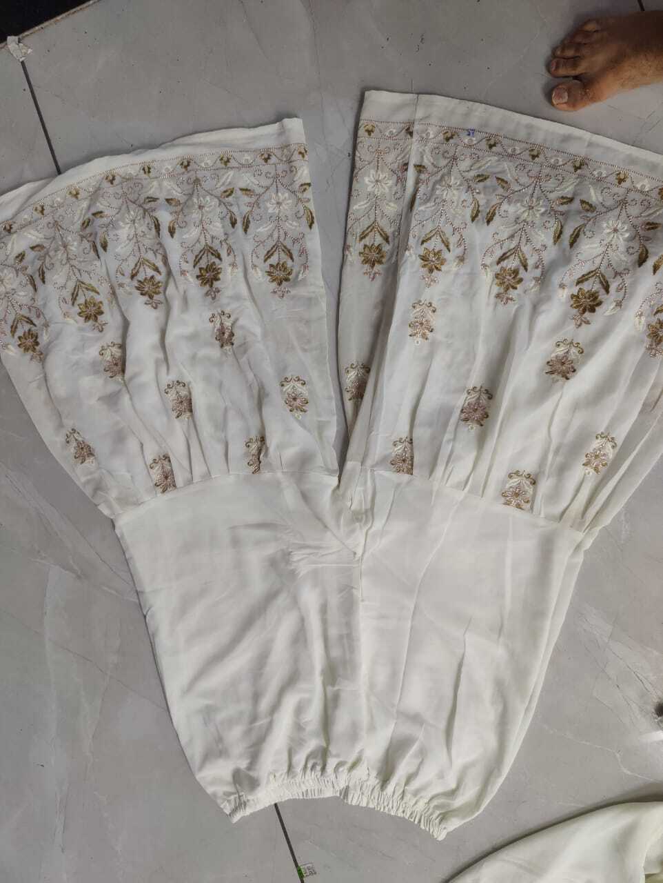 Embroidery Work Kurti With Fully Stitched Sharara - Georgette Fabric, Size Free, Customizable Logo, Washable, All Season Casual Wear, 230 Pieces Available