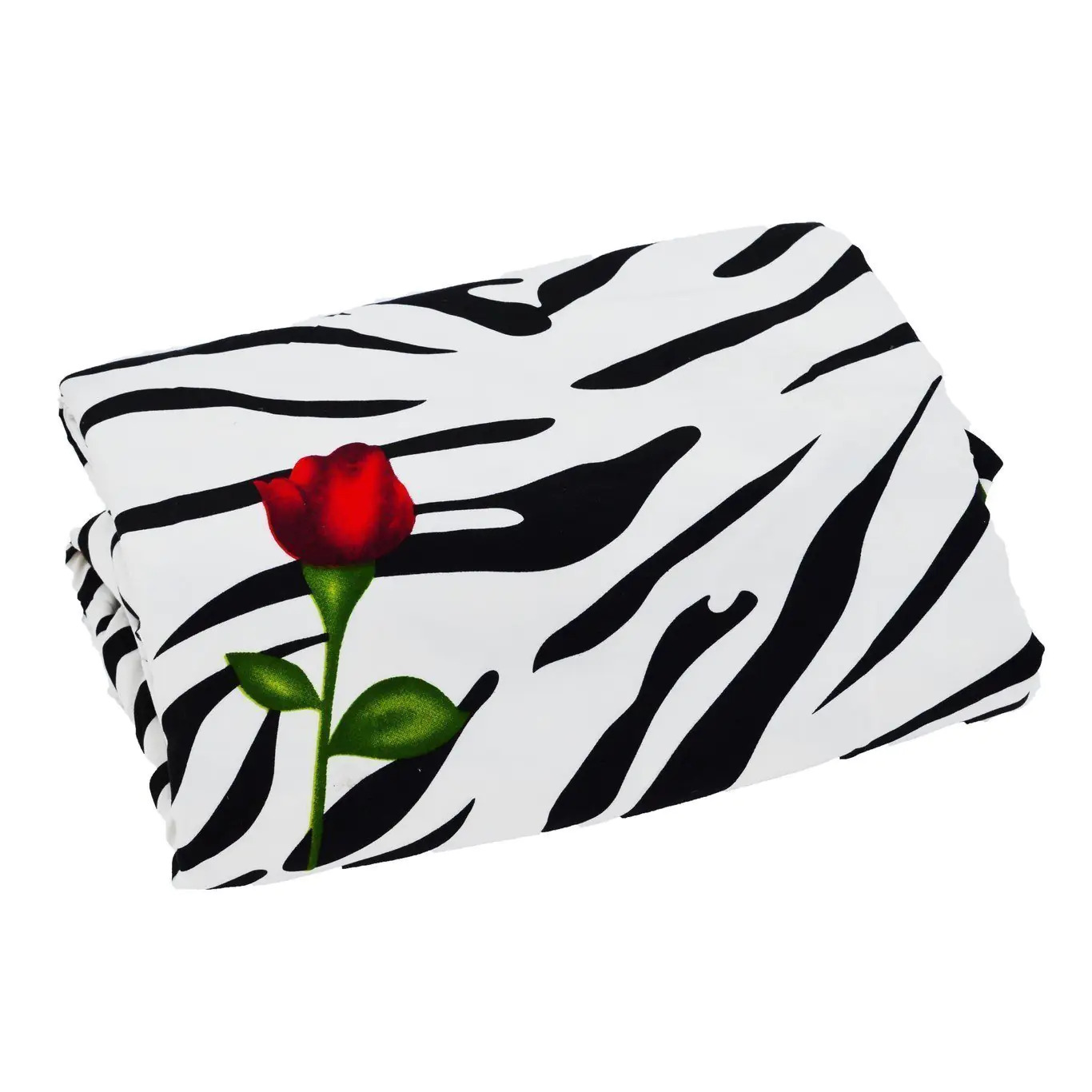 Multi Color Home Spaces Zebra Print With Red Rose Single Bed Reversible Ac Dohar Single Bed Dohar