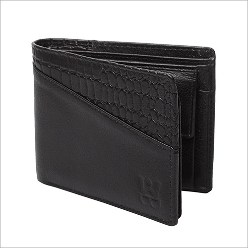 Men Black Solid - Leather Material, Folded Design | Elegant Black Color