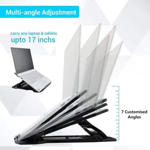 Portronics My Buddy Hexa 22 Por-1157 Portable Laptop Stand With 7 Adjustable Angles 360 Degree Rotational Base(black)