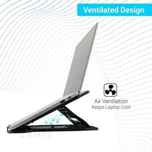 Portronics My Buddy Hexa 22 Por-1157 Portable Laptop Stand With 7 Adjustable Angles 360 Degree Rotational Base(black)