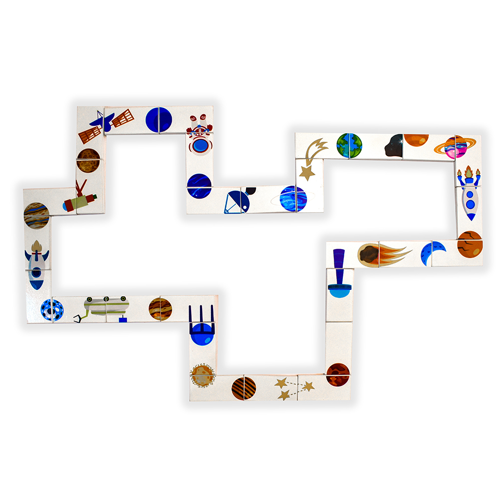 Dominos Universe Puzzle - Wooden, 28 Pieces, Colorful Design | Creative Play, Durable Wood, Educational Toy, Skill Building, Space Theme