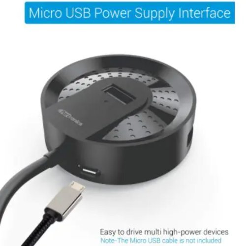 Portronics Mport 5r Usb  Port Usb Hub 1 Micro Usb Port For High Speed Data Transmission Support Windows  Mac Os And Linux Black