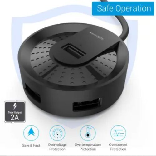 Portronics Mport 5r Usb  Port Usb Hub 1 Micro Usb Port For High Speed Data Transmission Support Windows  Mac Os And Linux Black