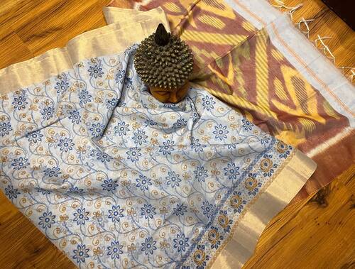 कॉटन प्योर कांजीवरम हैंडलूम लिनन सिल्क