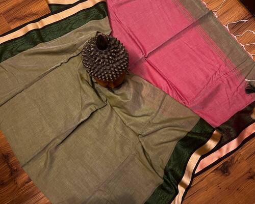 ट्रेडिशनल लिनन सिल्क साड़ी हैंडलूम वियर