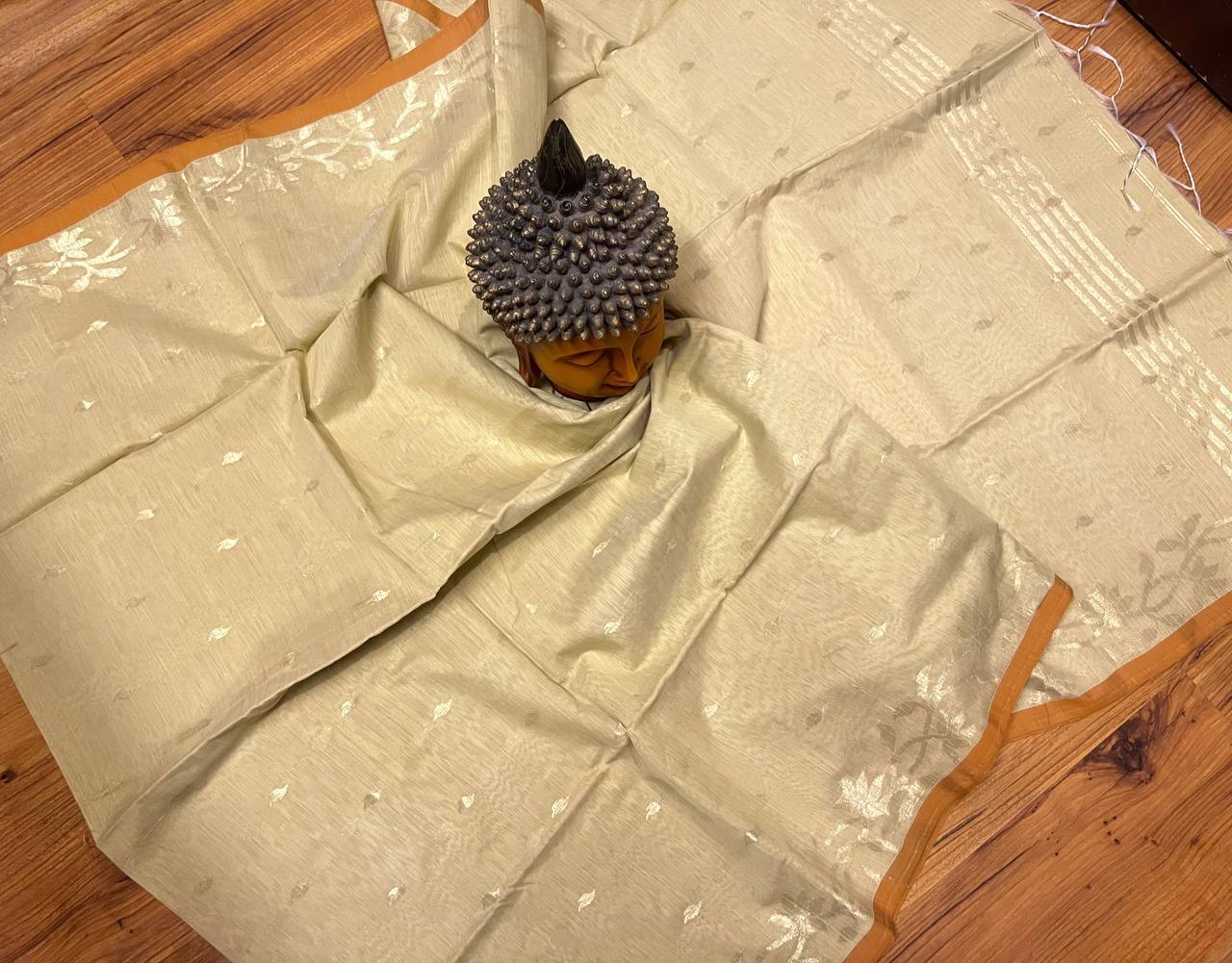 Cotton Handloom Silk Saree Linen Type