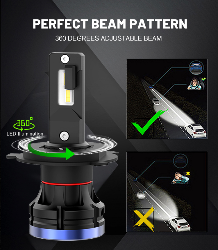White/black/blue Mini Headlight Bulb Motorcycle Car Auto 72w 16000lm 6000k 6500k 9005 H1 H11 H7 H4 Led Headlight