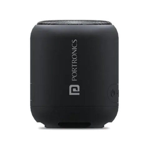 Black Portronics Sounddrum 1 10w Tws Portable Bluetooth Speaker With Powerful Bass Inbuilt Fm And Type C Charging Cable Included