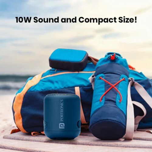 Black Portronics Sounddrum 1 10w Tws Portable Bluetooth Speaker With Powerful Bass Inbuilt Fm And Type C Charging Cable Included