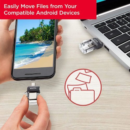Black Sandisk Ultra 64gb Dual Drive  For Android Devices And Computers