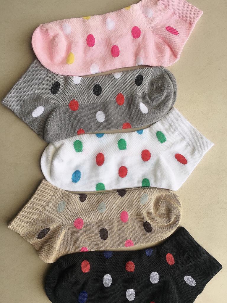 Ladies Ankle Socks - Combed Cotton, Free Size, Multi-color | High Elasticity, Anti Uv, Washable, Jacquard Logo, Knitted Pattern, All Season