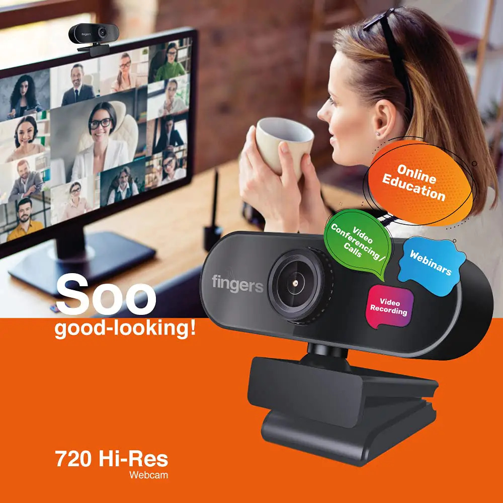 Fingers 720 Hi-res Webcam With Built-in Premium Usb Mic And Advanced 720p Lens For Desktop Pcs And Laptops