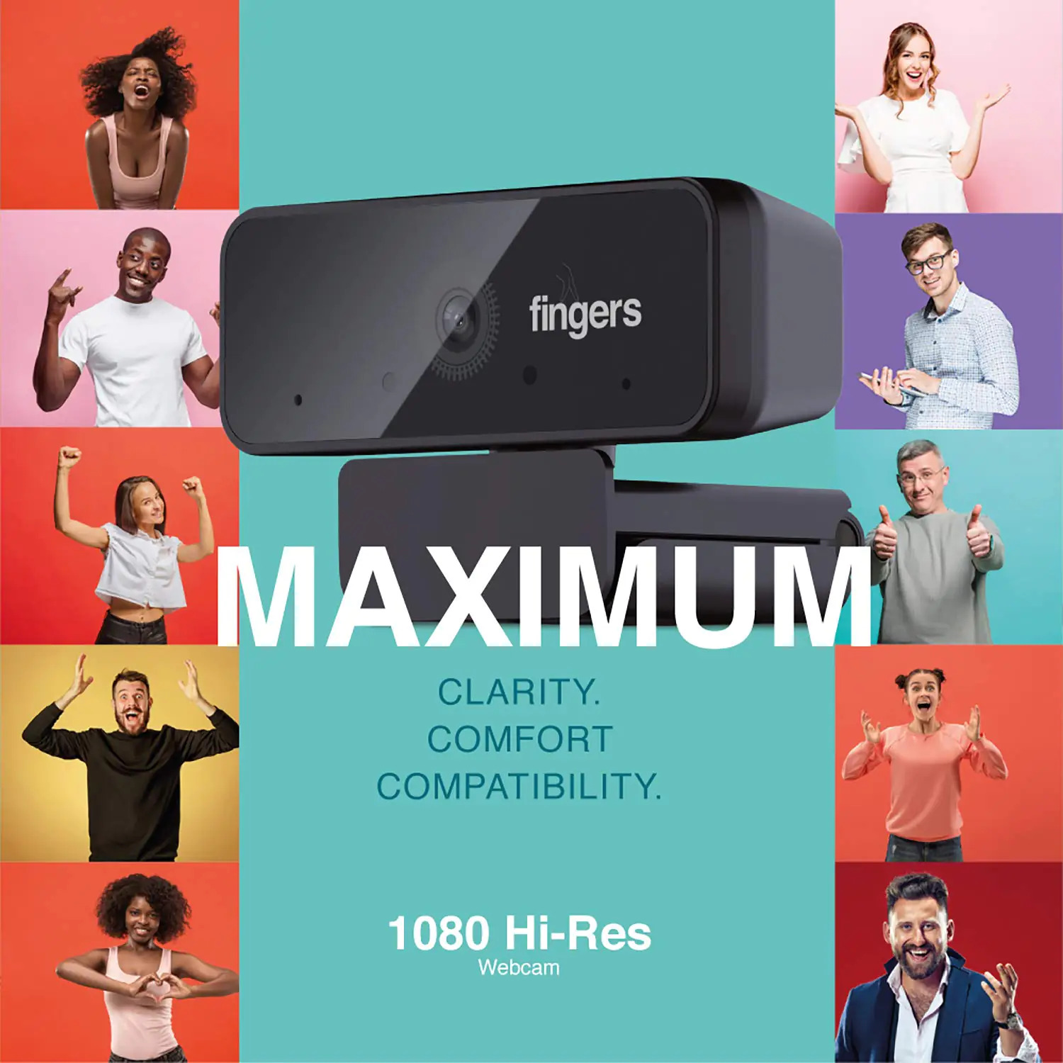 Fingers 1080 Hi Res Webcam With 1080p Wide Angle Lens And Built-in Mic For Pc Desktops And Laptops Hd Video Calling And Recording With Up To 1920 By 1080 Pixels