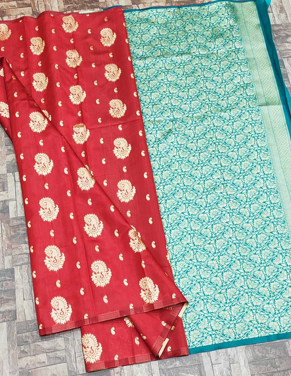 Soft Lichi Silk Saree - Elegant Jacquard Weaving & Beautiful Zari Butta , Breathable Fabric, Custom Size, All Season Traditional Wear