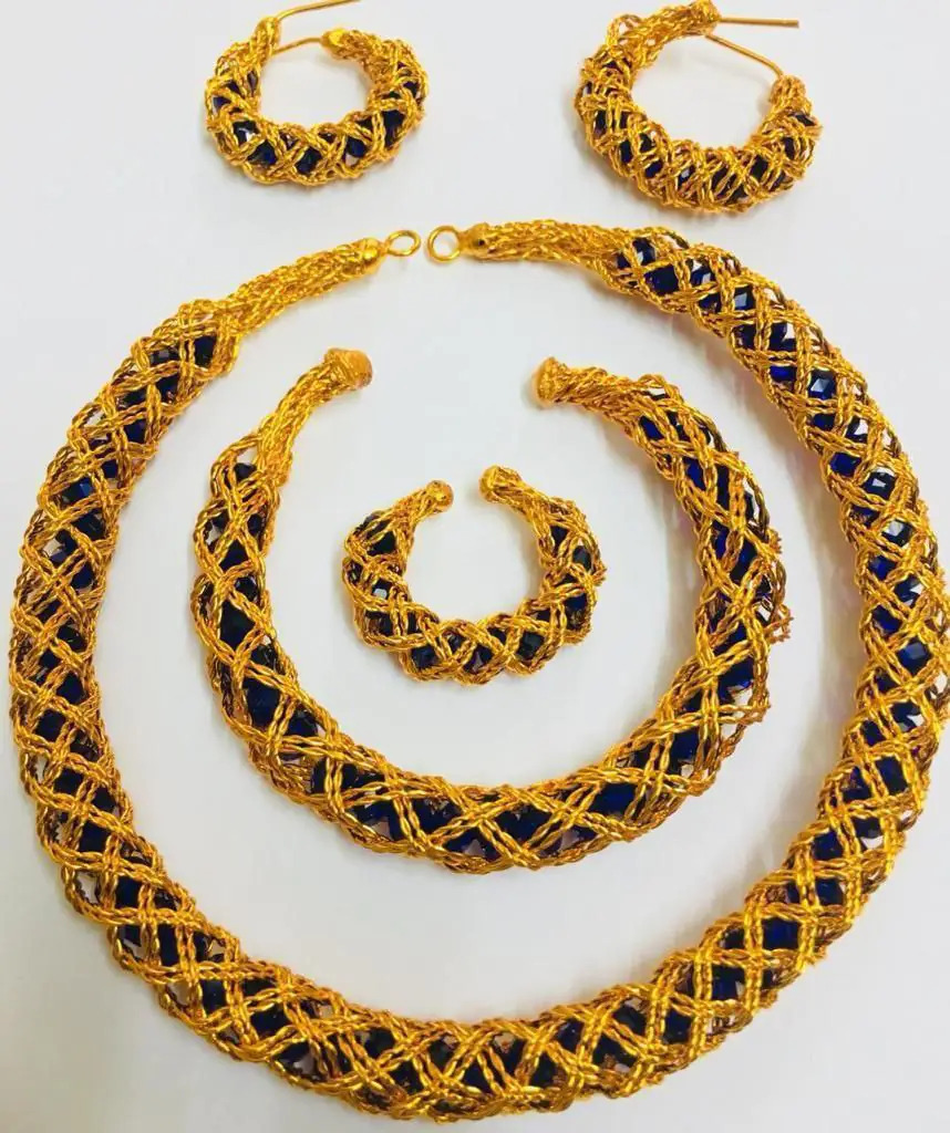 Choker Necklace - Gold Plated Zinc Black & Gold Color | Traditional Jewelry Set For Bridal & Festive Occasions Lightweight Earrings