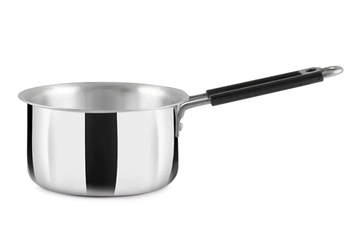 Saucing Pan And Frying Pan Combo - Stainless Steel, 25 X 10 X 8 Cm, Silver | 1l Capacity, Dishwasher Safe, Even Heat Distribution