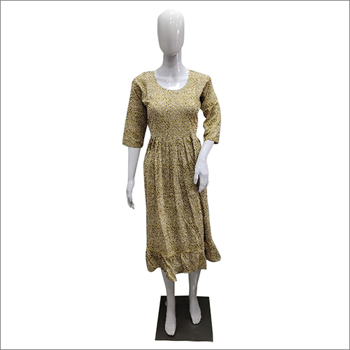 Ladies Printed Gown - Cotton Fabric, Lightweight With Good Fall | Quick Dry, Washable, Airy Design For Comfortable Summer Wear