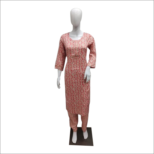 Maroon Ladies Fancy Kurti And Pant Set Printed