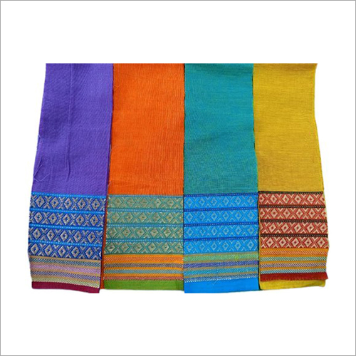 Multicolor Cotton Mangalgiri Zari Border Suit Fabric