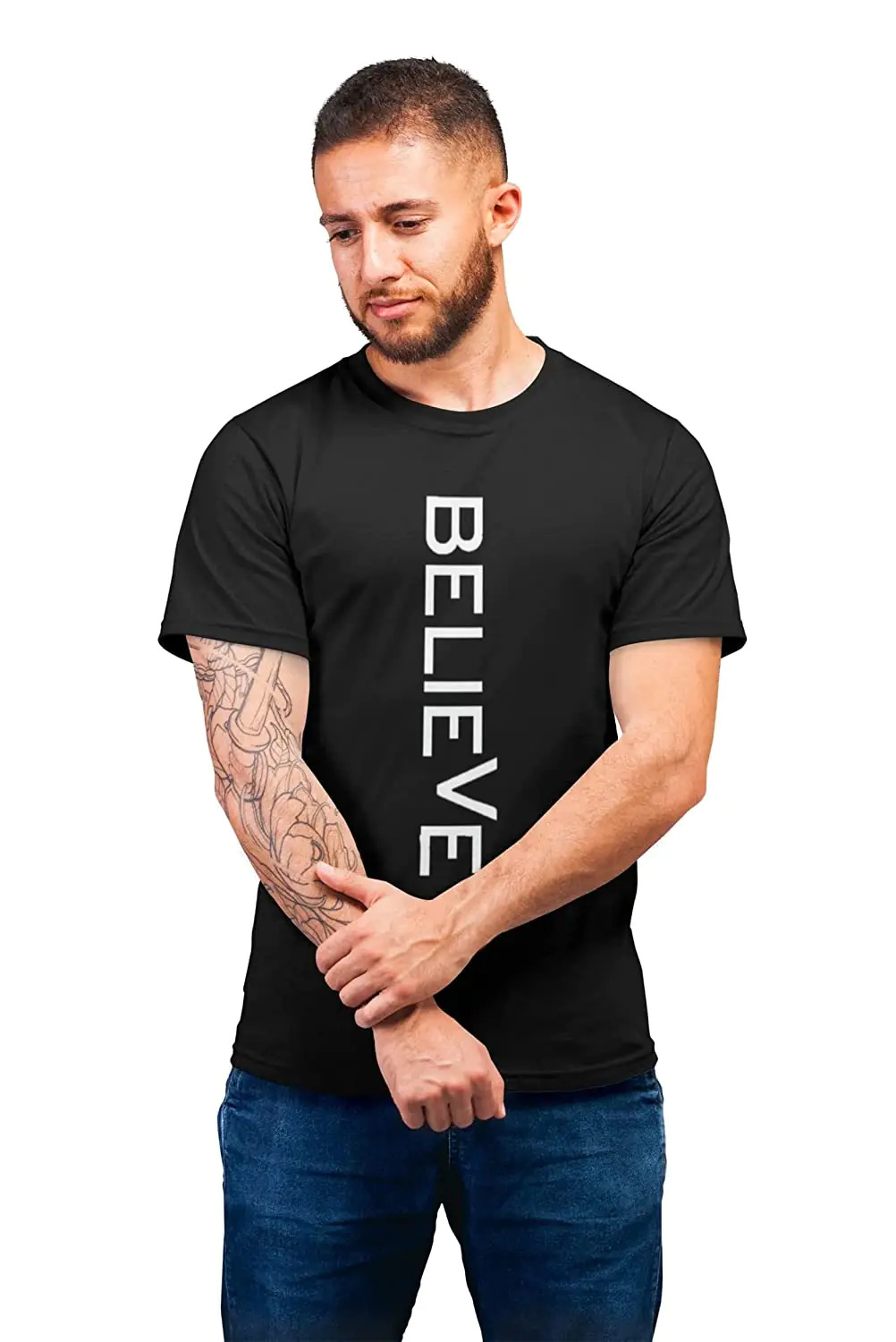 Stylish Printed Tshirt - 100% Cotton Size L Xxs Xs S M Xl Xxl Xxxl Color Black | Regular Fit Round Neck Chest Printed Design
