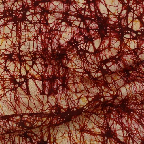 Hand Printed Abstract Peach Batiks Khadi Cotton Fabric