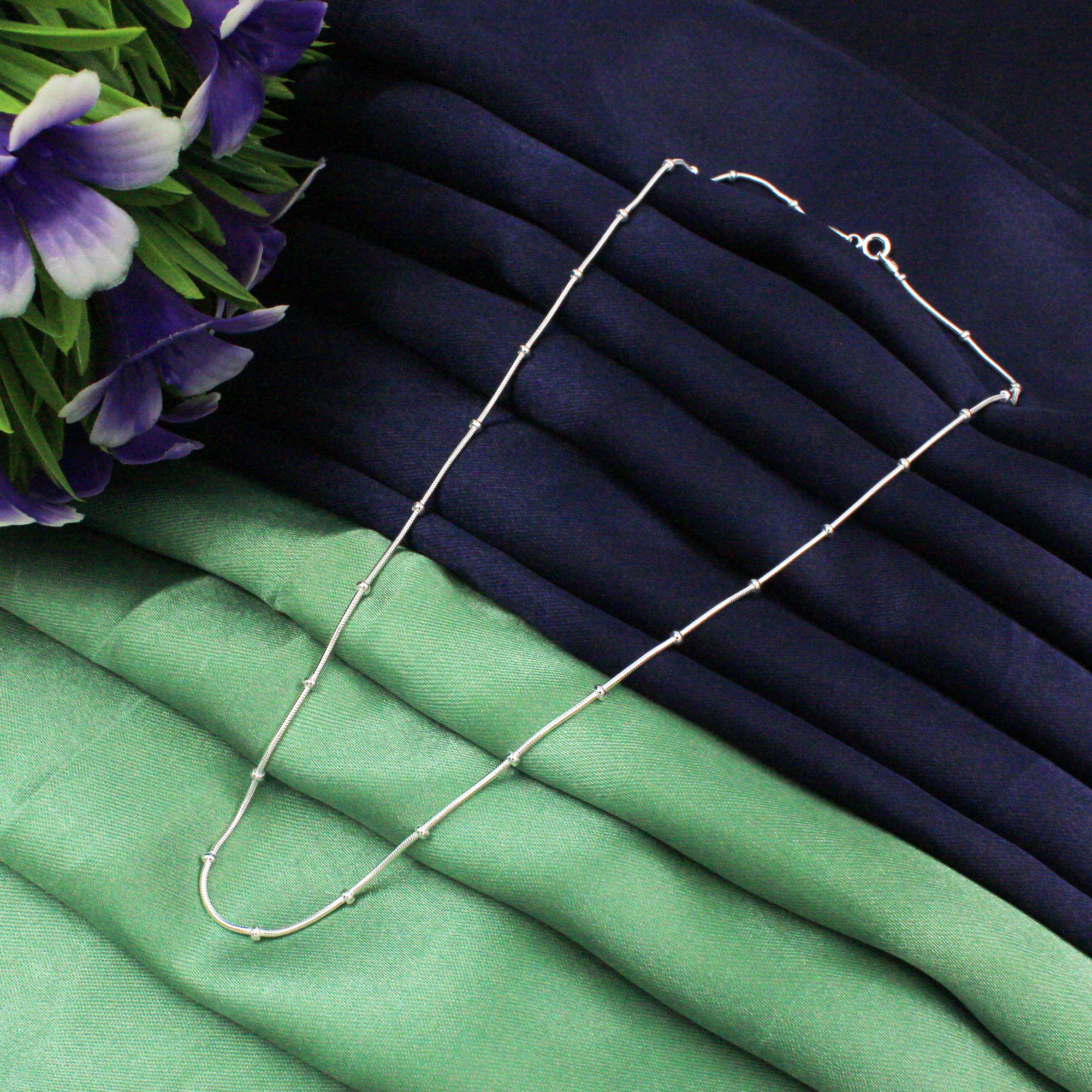 Snake(compact) Chain With Ball Sterling Silver Chain