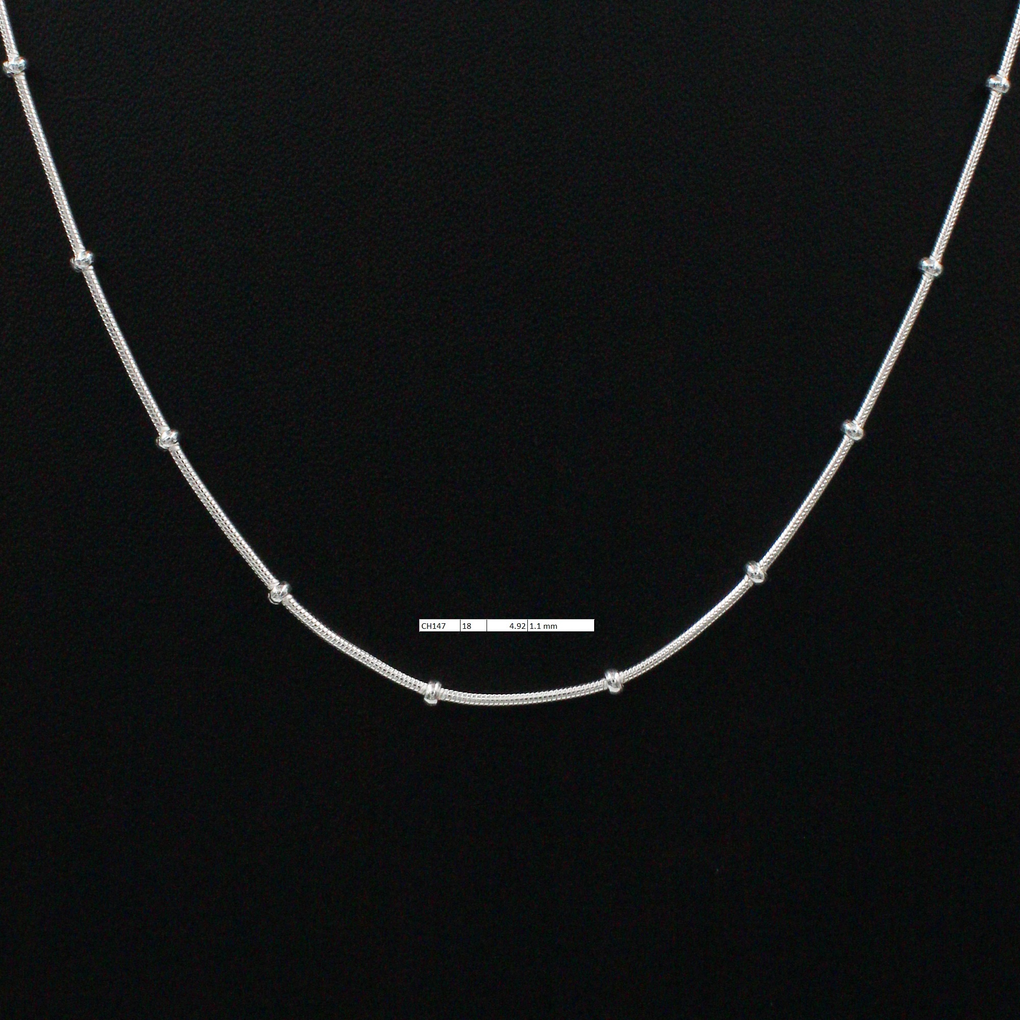 Snake(compact) Chain With Ball Sterling Silver Chain