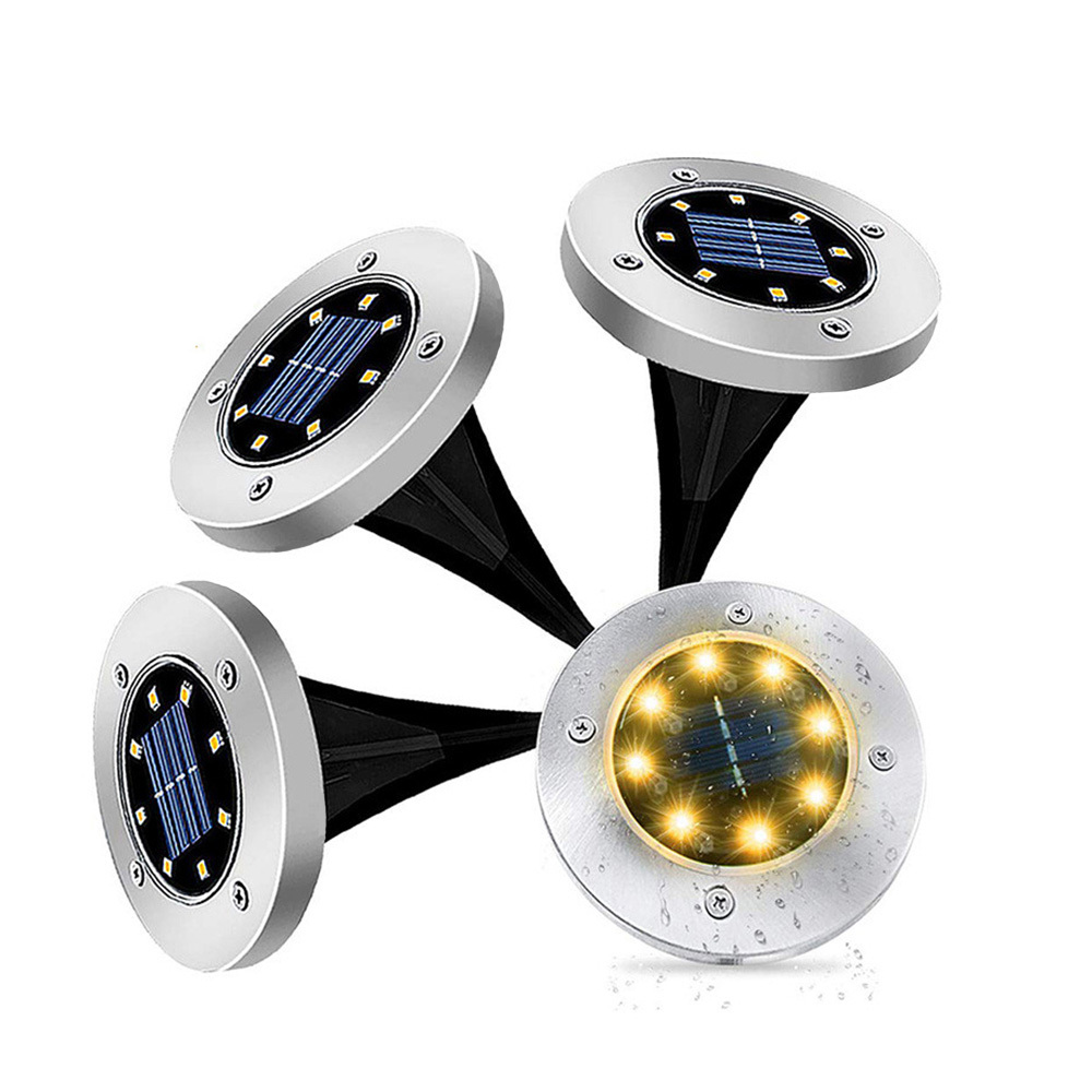 8 Led Disk Lights Outdoor Garden Landscape Lighting Solar Underground Light For Pathway Application: Lawn