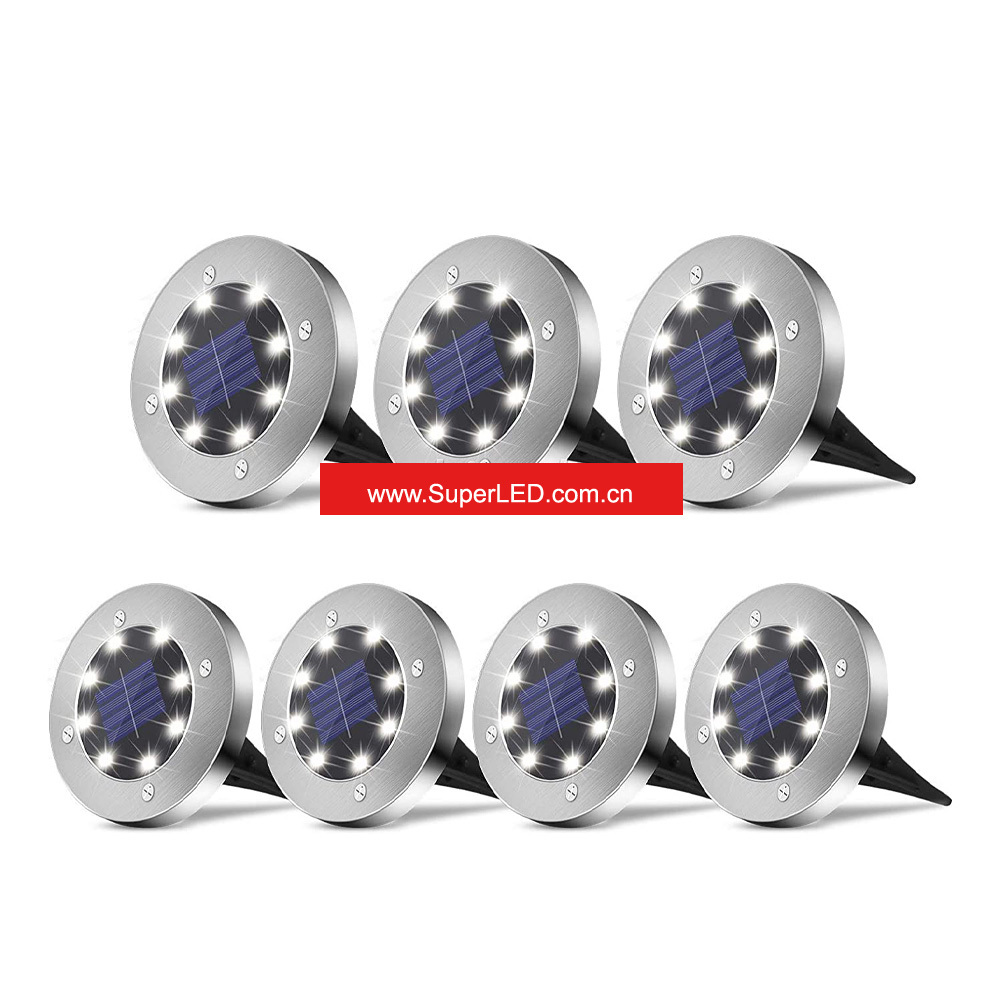 8 Led Disk Lights Outdoor Garden Landscape Lighting Solar Underground Light For Pathway Application: Lawn