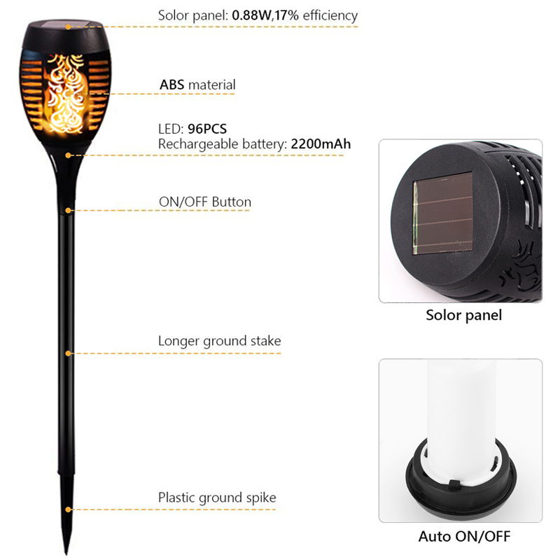 Brightenlux Solar Garden Light - Abs Plastic, D50xh80cm | 12 Led, Waterproof Ip44, Solar Powered, 8-hour Runtime, White Light, Easy Installation