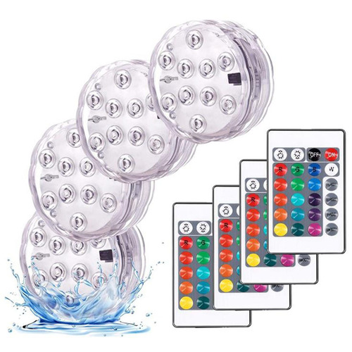 पूल एक्वेरियम वास बेस पॉन्ड के लिए आईआर रिमोट के साथ व्हाइट 10 एलईडी आईपी68 16 कलर वाटरप्रूफ अंडरवाटर स्विमिंग पूल एलईडी सबमर्सिबल लाइट्स