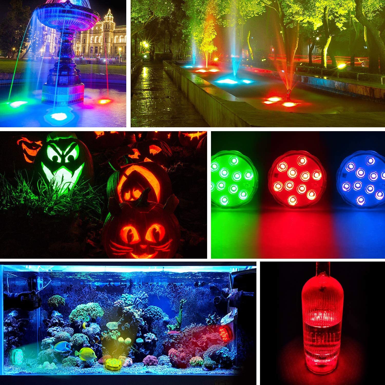 White 10 Led Ip68 16 Color Waterproof Underwater Swimming Pool Led Submersible Lights With Ir Remote For Pool Aquarium Vase Base Pond