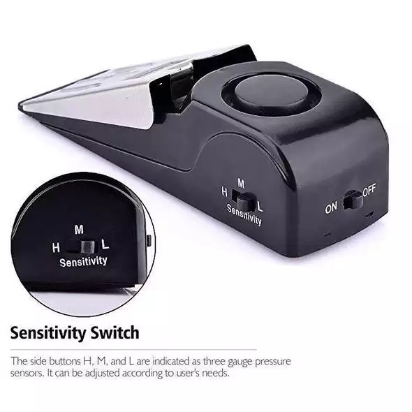 White Home Security Door Stop Alarm Door Block Vibration Alarm Portable Door Alarm Stopper For Traveling Security