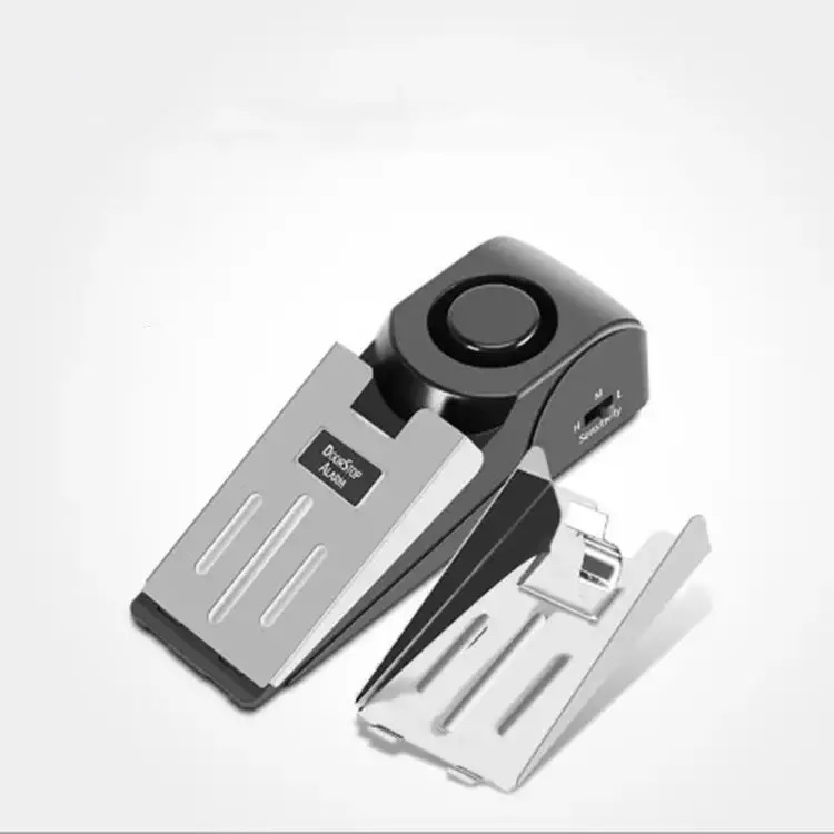 White Home Security Door Stop Alarm Door Block Vibration Alarm Portable Door Alarm Stopper For Traveling Security