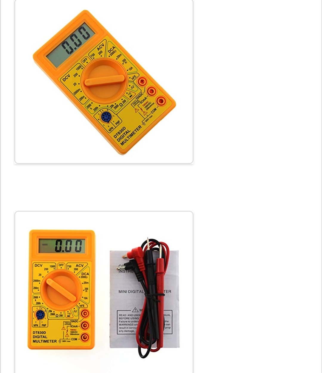 Digital Multimeter Yellow - Plastic Body, Electric Power Supply | Bright Yellow Color For Enhanced Visibility And Easy Handling