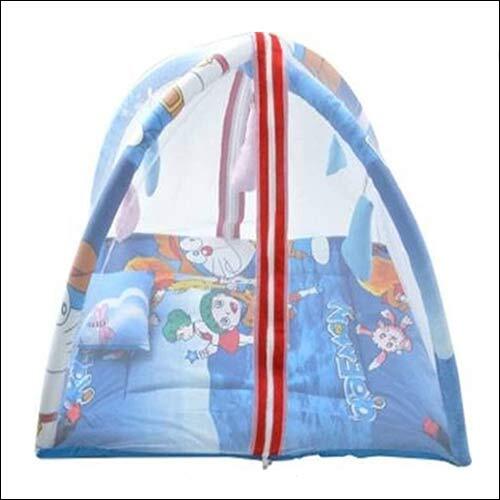 Little Monkeys Infant Baby Bedding Set with Mosquito Net - Cotton Blend, 66 x 67.3 x 17.8 cm, Blue | Ideal for Baby Sleep with Cartoon Prints