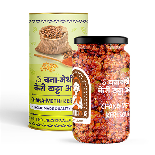 400 GM Chana-Methi Keri Pickle - Soaked Chickpeas, Raw Mangoes, Methi Dana | High Quality, Spicy Taste Enhancer for Various Dishes