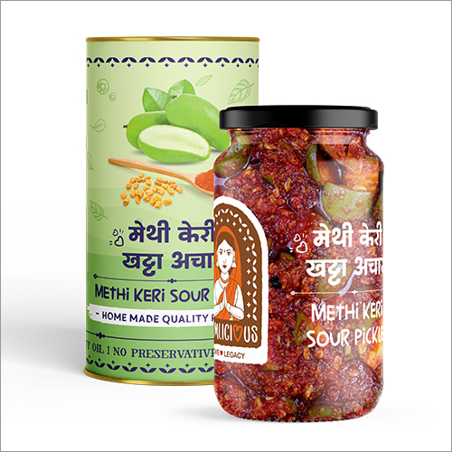 400 GM Methi Keri Sour Pickle - 400 GM Natural Spicy Pickle, No Onions or Garlic, Ideal for Breakfast and Lunch Enjoyment