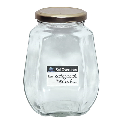 ग्लास 750 मिली ऑक्टागोनल जार