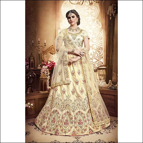 Designer Zari Multi Embroidery Lehenga Choli - Silk Fabric, Customized Size, Embroidered Short Long Sleeve Blouse, Breathable and Dry Cleanable | Exquisite Nett Emb Dupatta for Women