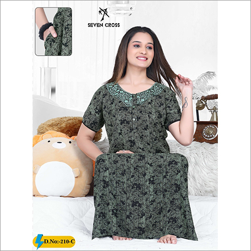 Green Ladies Regular Fit Alpine Nighty