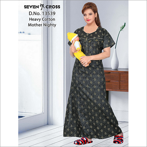 Grey Heavy Pure Cotton Mother Nighty